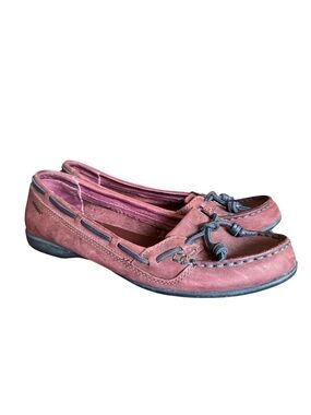 Sebago Burgundy Leather Moccasin Loafers with Navy Trim